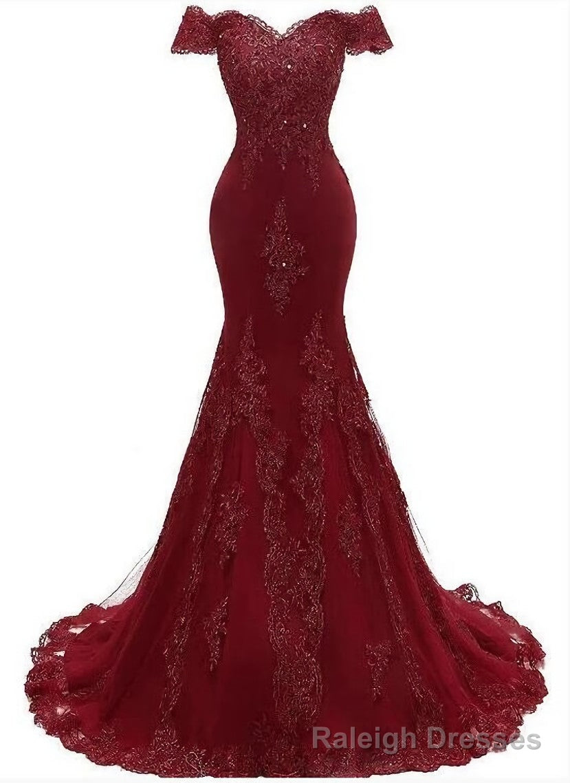 Sexy Mermaid Tulle with Lace Sweethart Prom Dress, Long Prom Dress