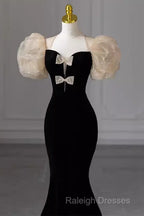 Mermaid Velvet Prom Dress Black Prom Dress
