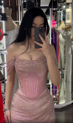 Off-Shoulder Sleeveless Mermaid Satin Long Prom Dress