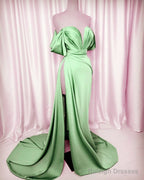Sexy Off The Shoulder High Slit Satin Dresses