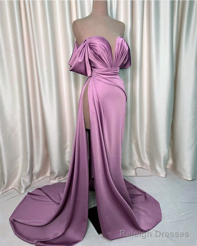 Off The Shoulder High Slit Satin Dress Main image