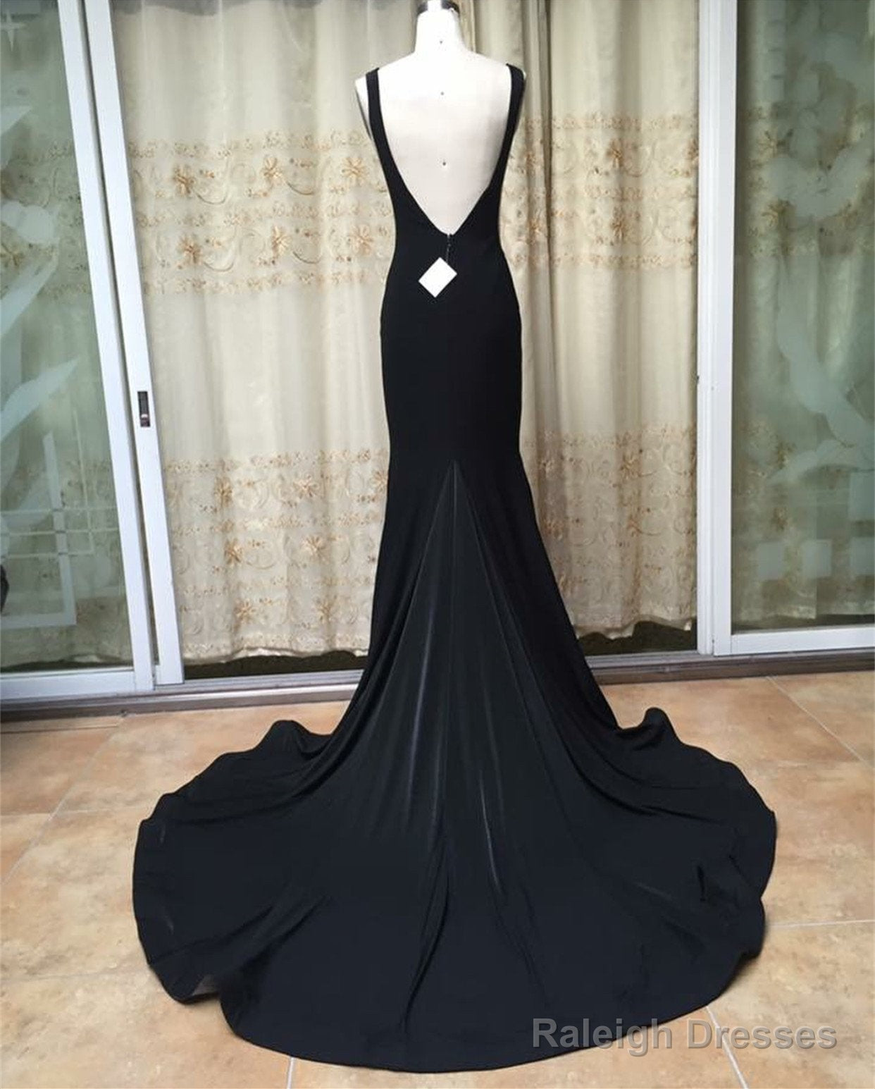 Sexy Open Back Long Jersey Mermaid Evening Dresses Court Train Prom Gowns Secondary image