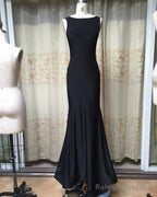 Sexy Open Back Long Jersey Mermaid Evening Dresses Court Train Prom Gowns