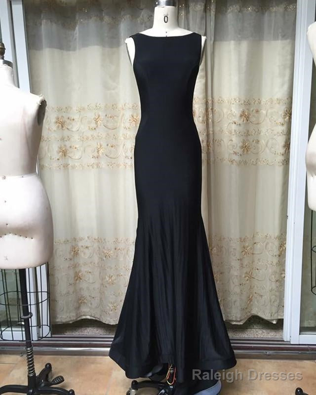 Sexy Open Back Long Jersey Mermaid Evening Dresses Court Train Prom Gowns