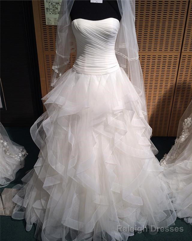Sexy Pleated Strapless Bodice Corset Organza Ruffles Ball Gowns Wedding Dresses Main image