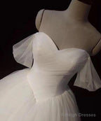 Sexy Pleated Sweetheart Tulle Ball Gowns Wedding Dresses Off-The-Shoulder