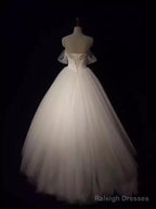 Pleated Sweetheart Tulle Ball Gown Wedding Dress Off-The-Shoulder
