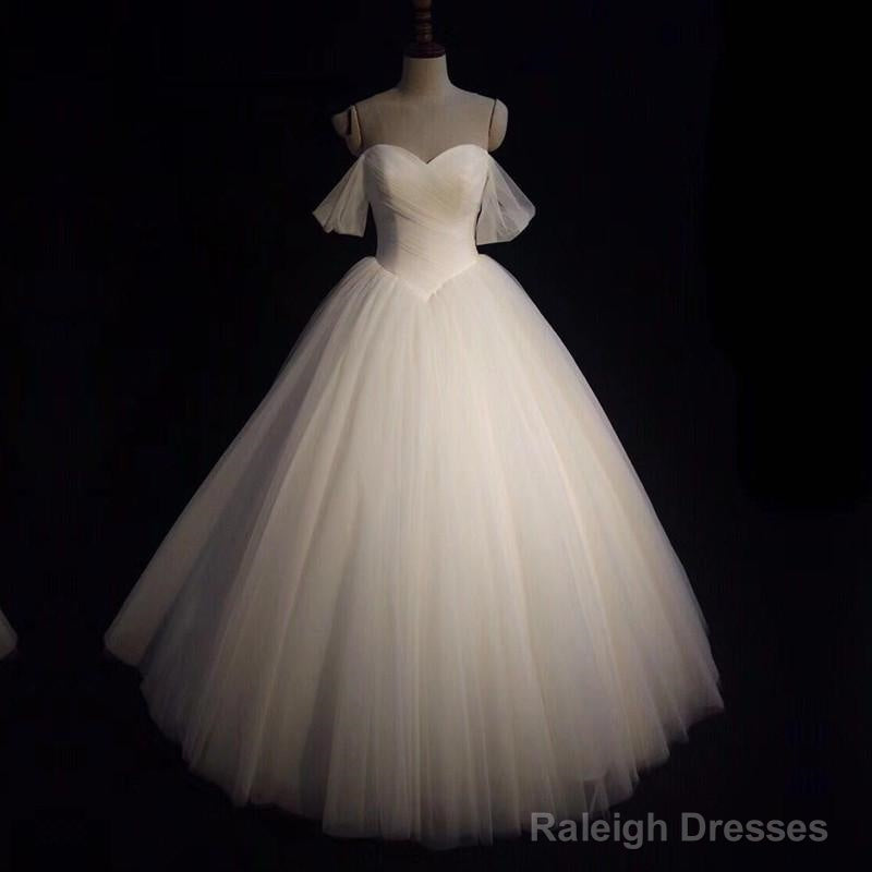 Pleated Sweetheart Tulle Ball Gown Wedding Dress Off-The-Shoulder