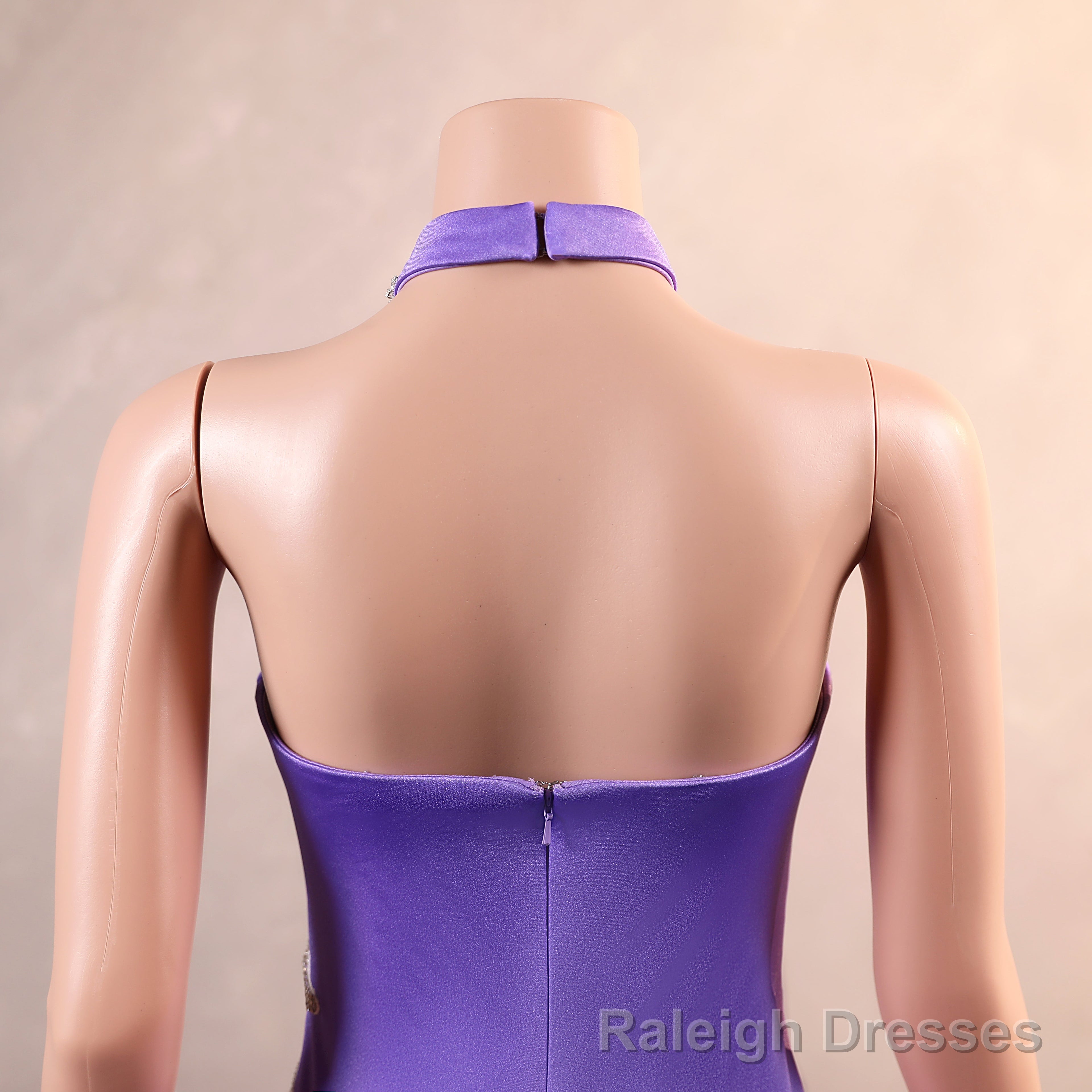 Sexy Purple Mermaid Prom Dresses Heavily Beading Women Evening Dresses Halter Neck