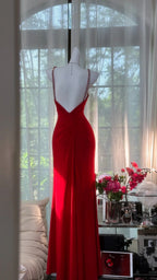 Sexy Red Halter Neck Beaded Backless Chiffon Formal Prom Dress