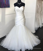 Ruched Sweetheart Organza Layered Mermaid Wedding Dress