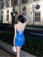Sexy Royal Blue Backless Sling Slim Fit Hip 17Th Birthday Homecoming Dress