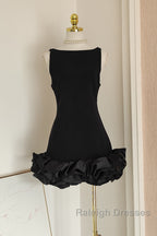 Sexy Sheath Black Satin Holiday Dress Travel Vacation Dresses Short Birthday Dress
