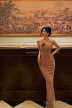 Sexy Sheath Halter Neckline Sleeveless Prom Dresses Birthday Outfits With Flower