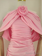 Sexy Sheath Halter Pink Floral Holiday Dress Travel Vacation Dresses Short Birthday Dress