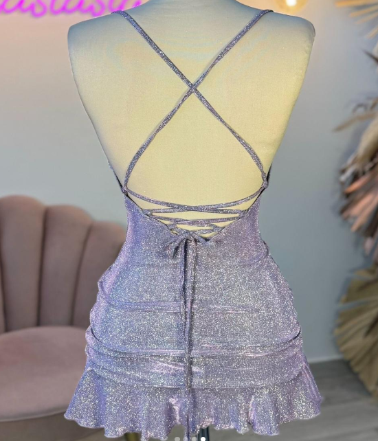 Sheath Halter Sequin Tight Grape Prom Homecoming Dress 8Th Grad Dance Graduation Dresses Short Birthday Outfits Hoco Dress