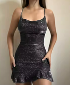 Sheath Halter Sequin Tight Grape Prom Homecoming Dress 8Th Grad Dance Graduation Dresses Short Birthday Outfits Hoco Dress