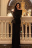 Sexy Sheath Long Sleeves Black Prom Dresses Birthday Outfits Evening Gown