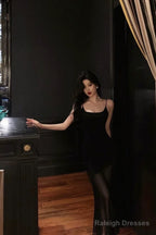 Sexy Sheath Mermaid Black Pleated Prom Dresses Birthday Outfits Evening Gown