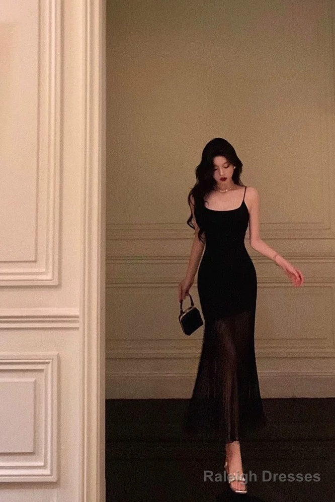 Sexy Sheath Mermaid Black Pleated Prom Dresses Birthday Outfits Evening Gown