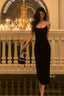 Sexy Sheath Spaghetti Straps Black Prom Dresses Birthday Outfits Evening Gown