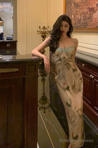 Sexy Sheath Spaghetti Straps Floral Lace Prom Dresses Birthday Outfits Evening Gown