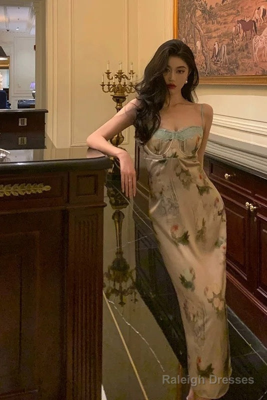 Sexy Sheath Spaghetti Straps Floral Lace Prom Dresses Birthday Outfits Evening Gown