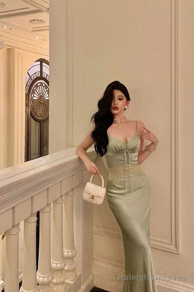 Sexy Sheath Spaghetti Straps Green Prom Dresses Birthday Outfits Evening Gown Secondary image