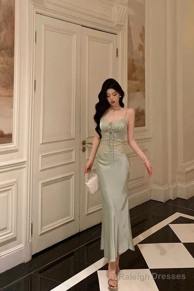 Sexy Sheath Spaghetti Straps Green Prom Dresses Birthday Outfits Evening Gown