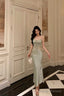 Sexy Sheath Spaghetti Straps Green Prom Dresses Birthday Outfits Evening Gown