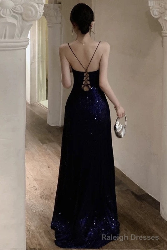 Sexy Sheath Spaghetti Straps Navy Blue Sequin Beach Dress WomenS Vacation Dresses Birthday Dress Secondary image