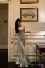 Sheath Spaghetti Straps Oil Painting Prom Dress Long Birthday Outfits