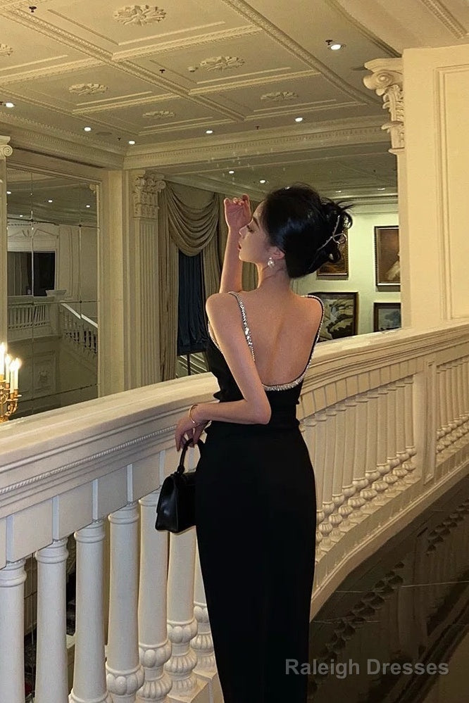 Sexy Sheath Spaghetti Straps Sleeveless Black Knee Length Prom Dresses Birthday Outfits Secondary image