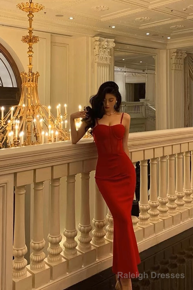 Sexy Sheath Spaghetti Straps Sleeveless Red Date Night Dress Prom Dresses Birthday Outfits Secondary image