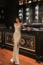 Sheath Spaghetti Straps White Prom Dress Long Birthday Outfits
