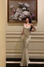 Sheath Spaghetti Straps White Prom Dress Long Birthday Outfits