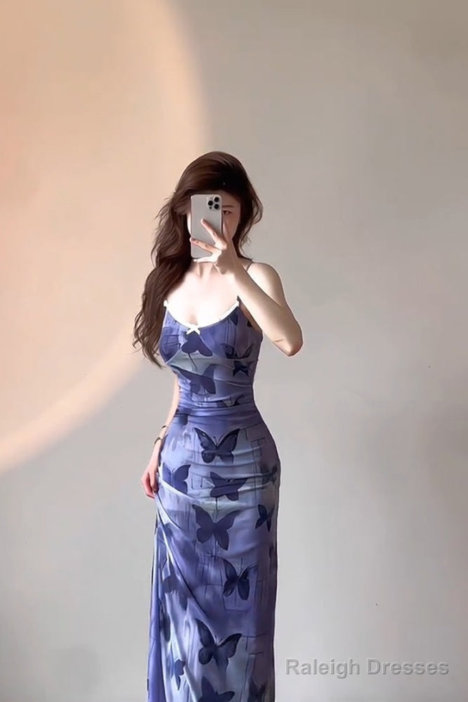 Sexy Sheath Spaghetti Straps WomenS Beach Dress Vacation Dresses Birthday Dress With Butterfly