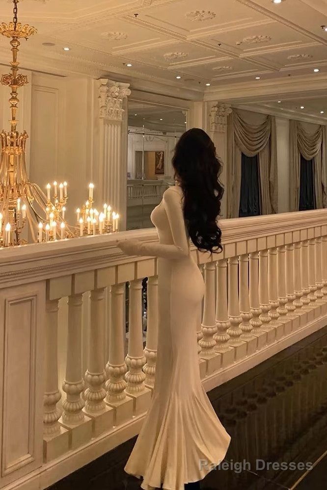 Sexy Sheath Square Neckline Ivory Long Prom Dresses Birthday Outfits Evening Gown Main image