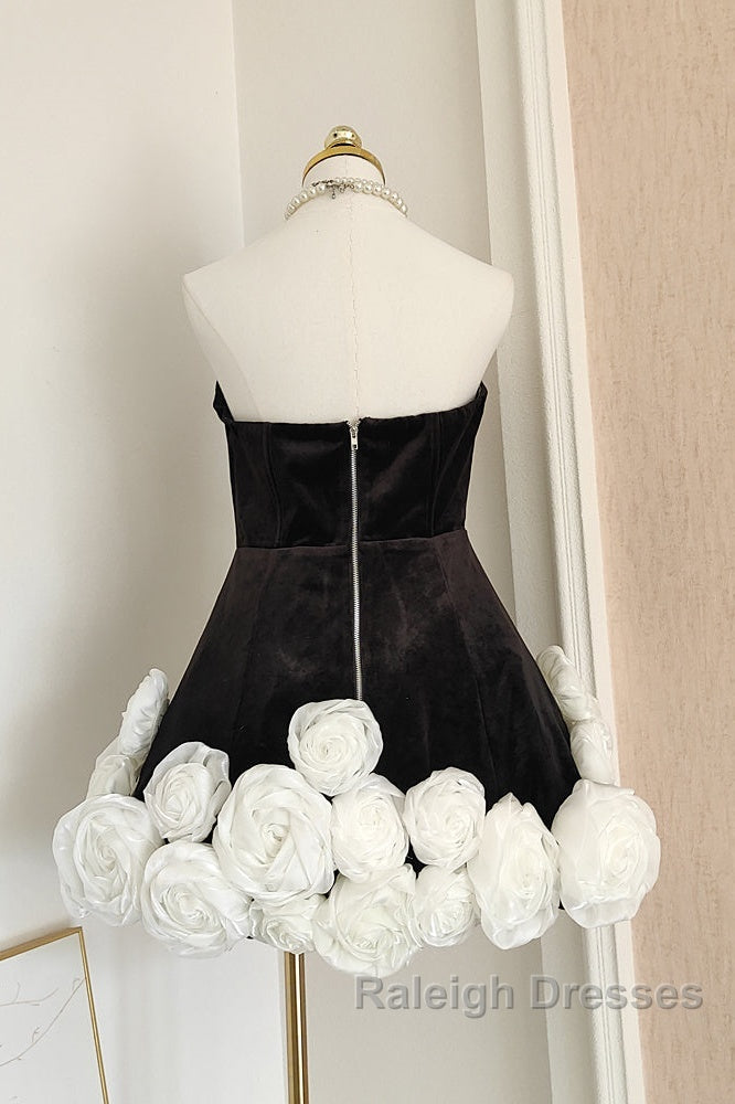 Sexy Sheath Strapless Velvet Black Holiday Dress Travel Vacation Dresses Short Birthday Dress Secondary image