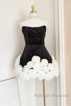 Sexy Sheath Strapless Velvet Black Holiday Dress Travel Vacation Dresses Short Birthday Dress