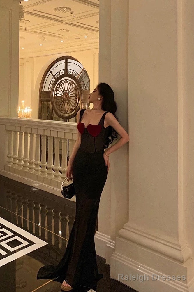 Sexy Sheath Straps Black Long Velvet Prom Dresses Birthday Outfits Secondary image