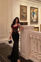 Sexy Sheath Straps Black Long Velvet Prom Dresses Birthday Outfits