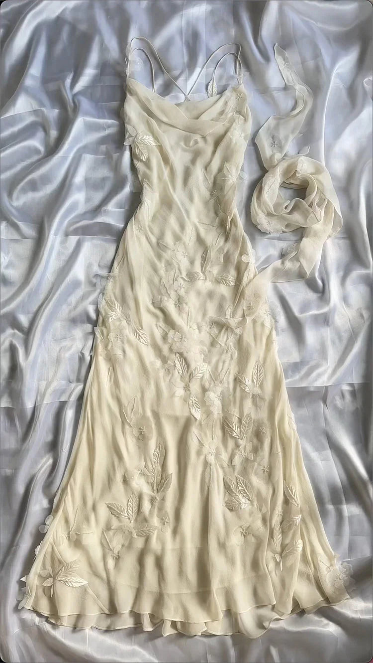Sheath Straps Chiffon Champagne Long Prom Dress