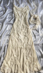 Sheath Straps Chiffon Champagne Long Prom Dress