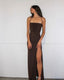Sheath Straps Floor Length Brown Prom Dress
