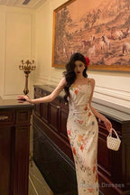 Sexy Sheath Straps Floral Prom Dresses Birthday Outfits Evening Gown Party Dress