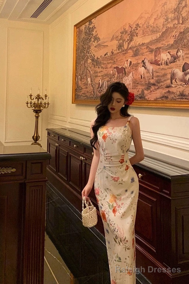 Sexy Sheath Straps Floral Prom Dresses Birthday Outfits Evening Gown Party Dress