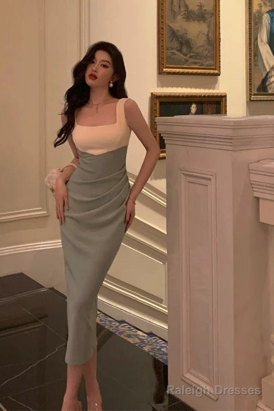 Sexy Sheath Straps Green Satin Prom Dresses Birthday Outfits Evening Gown Secondary image