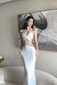 Sheath Straps Long White Prom Dress