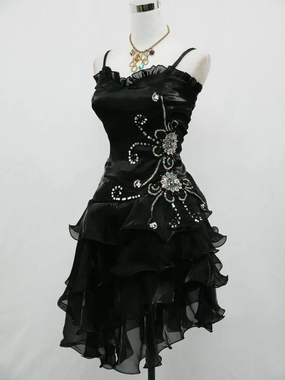 Sheath Straps Sleeveless Black Short Prom Dresses